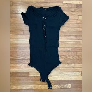 Amazon Black Ribbed Women's Bodysuit